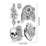 Craspire PVC Plastic Stamps, for DIY Scrapbooking, Photo Album Decorative, Cards Making, Stamp Sheets, Skull Pattern, 160x110x3mm