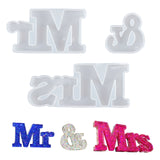 Word Mr & Mrs Silicone Molds, Resin Casting Molds, For UV Resin, Epoxy Resin Jewelry Making, for Wedding, White, 77~84x75~196x15.5mm, inner size: 72~80x69~190mm