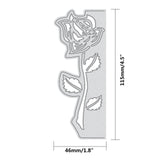 CRASPIRE Flower Carbon Steel Cutting Dies Stencils, for DIY Leather Making, Rose, Matte Platinum Color, 115x46mm