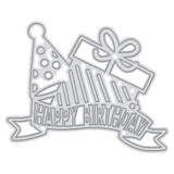 CRASPIRE Happy Birthday Cutting Dies Metal Birthday Hat Die Cuts for DIY Making Paper Card Craft Decoration Supplies, Matte Platinum