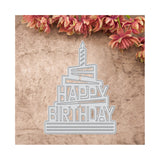 CRASPIRE Birthday Cake Cutting Dies Metal Happy Birthday Die Cuts for DIY Making Paper Card Craft Decoration Supplies, Matte Platinum