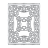CRASPIRE 2Pcs Rectangle Lace Metal Cutting Dies Flower of Life Cutting Dies Stencils for DIY Scrapbooking Album Decorative Paper Dies Card, Matte Platinum