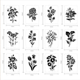 CRASPIRE Plastic Drawing Painting Stencils Templates Sets, Flower Pattern, 21x29.7cm, 12pcs/set