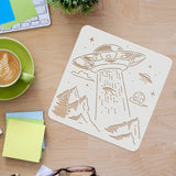 UFO Spaceships Drawing Painting Stencils Templates (11.8x11.8inch) Plastic Aliens Stencils Decoration Square Planets Stencils for Painting on Wood, Floor, Wall and Fabric