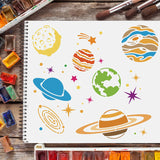 Planets Galaxy Drawing Painting Stencils Templates (11.8x11.8inch) Plastic Planetary Stencils Decoration Square Star Stencils for Painting on Wood, Floor, Wall and Fabric
