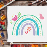 12PCS/Set Boho Rainbow Stencils 11.6x8.3 Inch Large Nursery Decor Reusable Plastic Template Painting on Wall, Wood, Fabric, DIY Art Crafts Cardmaking