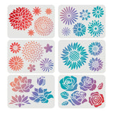 CRASPIRE PET Plastic Drawing Painting Stencils Templates Sets, Floral Pattern, 29.7x21cm, 6 sheets/set