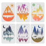 CRASPIRE PET Plastic Drawing Painting Stencils Templates Sets, Mountain Pattern, 29.7x21cm, 6 sheets/set