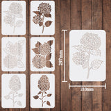 CRASPIRE PET Plastic Drawing Painting Stencils Templates Sets, Floral Pattern, 29.7x21cm, 6 sheets/set