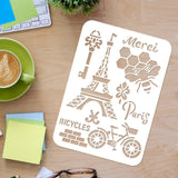 CRASPIRE Plastic Drawing Painting Stencils Templates, Rectangle, Eiffel Tower Pattern, 297x210mm