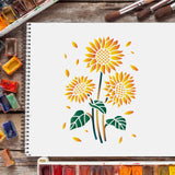 CRASPIRE Plastic Drawing Painting Stencils Templates, Rectangle, Sunflower Pattern, 297x210mm