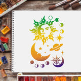 CRASPIRE Plastic Drawing Painting Stencils Templates, Rectangle, Sun Pattern, 297x210mm