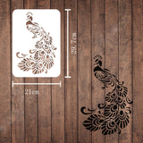 CRASPIRE Plastic Drawing Painting Stencils Templates, Rectangle, Peacock Pattern, 297x210mm