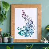 CRASPIRE Plastic Drawing Painting Stencils Templates, Rectangle, Peacock Pattern, 297x210mm