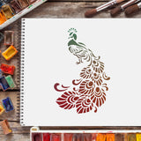 CRASPIRE Plastic Drawing Painting Stencils Templates, Rectangle, Peacock Pattern, 297x210mm