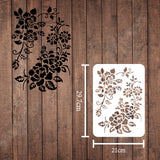 CRASPIRE Plastic Drawing Painting Stencils Templates, Rectangle, Flower Pattern, 297x210mm