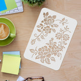 CRASPIRE Plastic Drawing Painting Stencils Templates, Rectangle, Flower Pattern, 297x210mm