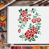 CRASPIRE Plastic Drawing Painting Stencils Templates, Rectangle, Flower Pattern, 297x210mm