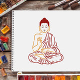 CRASPIRE Plastic Drawing Painting Stencils Templates, Rectangle, Buddha Pattern, 297x210mm