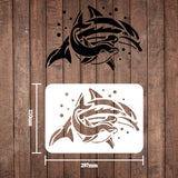 CRASPIRE Plastic Drawing Painting Stencils Templates, Rectangle, Dolphin Pattern, 297x210mm