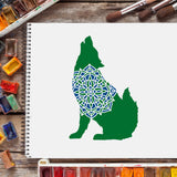 CRASPIRE Plastic Drawing Painting Stencils Templates, Rectangle, Fox Pattern, 297x210mm