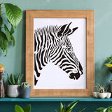 Zebra Drawing Painting Stencils Template 11.8x11.8inch Plastic Stencils Decoration Square Reusable Stencils for Painting on Wood, Floor, Wall and Tile