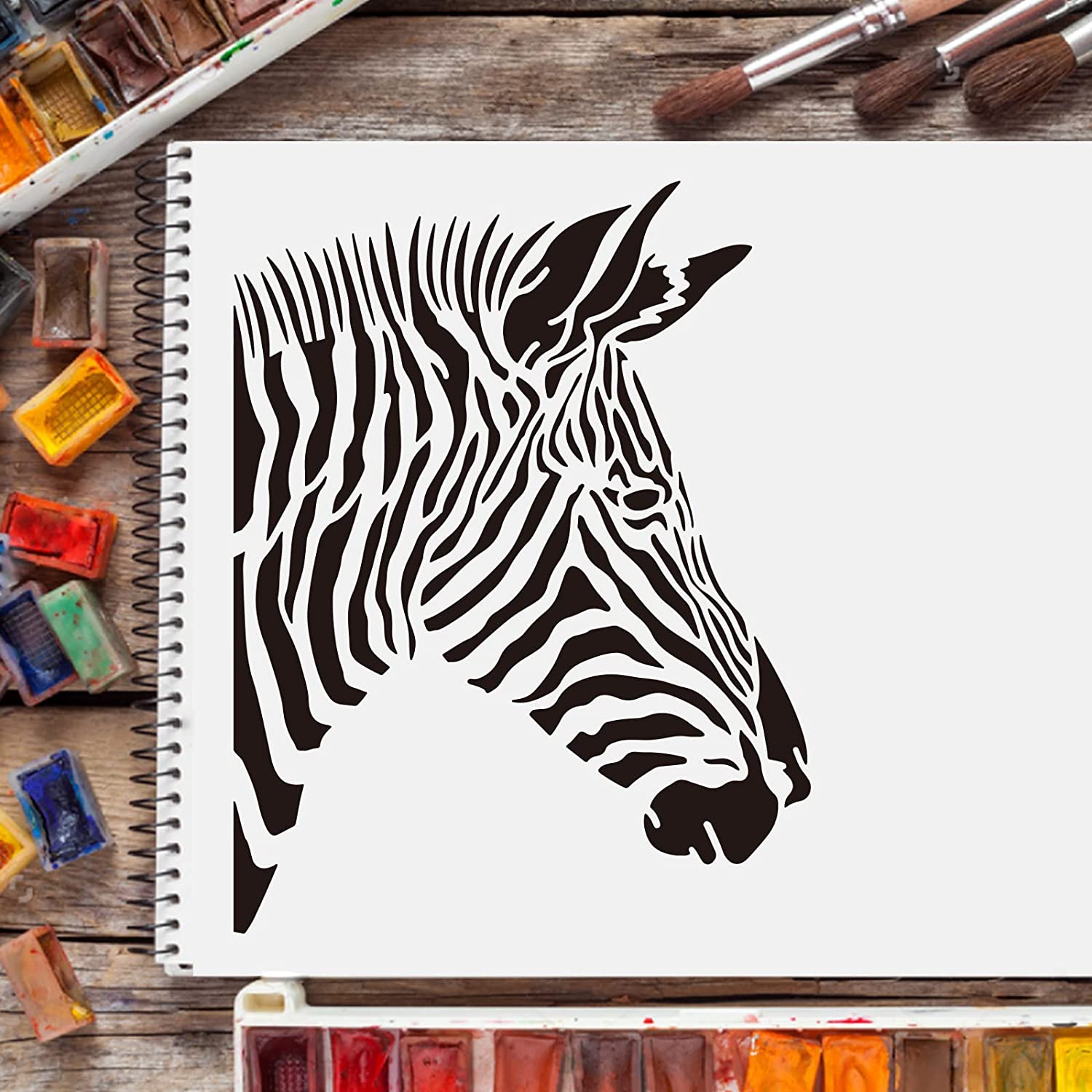 CRASPIRE Zebra Drawing Painting Stencils Template 11.8x11.8inch Plastic  Stencils Decoration Square Reusable Stencils for Painting on Wood, Floor,  Wall and Tile