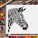 Zebra Drawing Painting Stencils Template 11.8x11.8inch Plastic Stencils Decoration Square Reusable Stencils for Painting on Wood, Floor, Wall and Tile