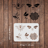 CRASPIRE Plastic Drawing Painting Stencils Templates, Rectangle, Bees Pattern, 297x210mm