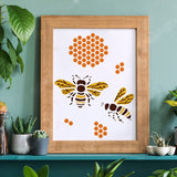 CRASPIRE Plastic Drawing Painting Stencils Templates, Rectangle, Bees Pattern, 297x210mm