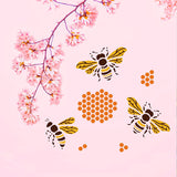 CRASPIRE Plastic Drawing Painting Stencils Templates, Rectangle, Bees Pattern, 297x210mm