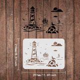 CRASPIRE Plastic Drawing Painting Stencils Templates, Rectangle, Lighthouse Pattern, 297x210mm