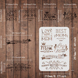 CRASPIRE Plastic Drawing Painting Stencils Templates, Rectangle, Mother's Day Themed Pattern, 297x210mm