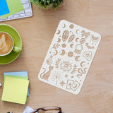 CRASPIRE Plastic Drawing Painting Stencils Templates, Rectangle, Moon Phase Pattern, 297x210mm