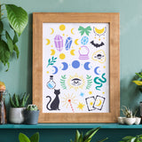 CRASPIRE Plastic Drawing Painting Stencils Templates, Rectangle, Moon Phase Pattern, 297x210mm