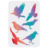 CRASPIRE Plastic Drawing Painting Stencils Templates, Rectangle, Raven Pattern, 297x210mm