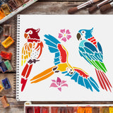 CRASPIRE Plastic Drawing Painting Stencils Templates, Rectangle, Parrot Pattern, 297x210mm