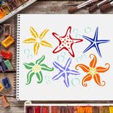CRASPIRE Plastic Drawing Painting Stencils Templates, Rectangle, Starfish Pattern, 297x210mm