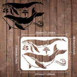 CRASPIRE Plastic Drawing Painting Stencils Templates, Rectangle, Whale Pattern, 297x210mm
