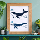 CRASPIRE Plastic Drawing Painting Stencils Templates, Rectangle, Whale Pattern, 297x210mm