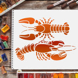 CRASPIRE Plastic Drawing Painting Stencils Templates, Rectangle, Shrimp Pattern, 297x210mm