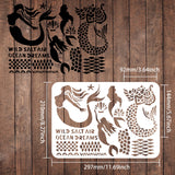 CRASPIRE Plastic Drawing Painting Stencils Templates, Rectangle, Mermaid Pattern, 297x210mm