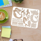 CRASPIRE Plastic Drawing Painting Stencils Templates, Rectangle, Mermaid Pattern, 297x210mm