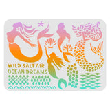 CRASPIRE Plastic Drawing Painting Stencils Templates, Rectangle, Mermaid Pattern, 297x210mm