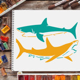 CRASPIRE Plastic Drawing Painting Stencils Templates, Rectangle, Shark Pattern, 297x210mm