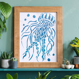 CRASPIRE Plastic Drawing Painting Stencils Templates, Rectangle, Jellyfish Pattern, 297x210mm