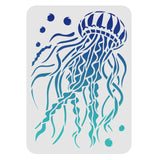 CRASPIRE Plastic Drawing Painting Stencils Templates, Rectangle, Jellyfish Pattern, 297x210mm