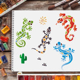 CRASPIRE Plastic Drawing Painting Stencils Templates, Rectangle, Lizard Pattern, 297x210mm