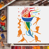 CRASPIRE Plastic Drawing Painting Stencils Templates, Rectangle, Sports Themed Pattern, 297x210mm