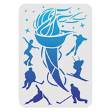 CRASPIRE Plastic Drawing Painting Stencils Templates, Rectangle, Sports Themed Pattern, 297x210mm
